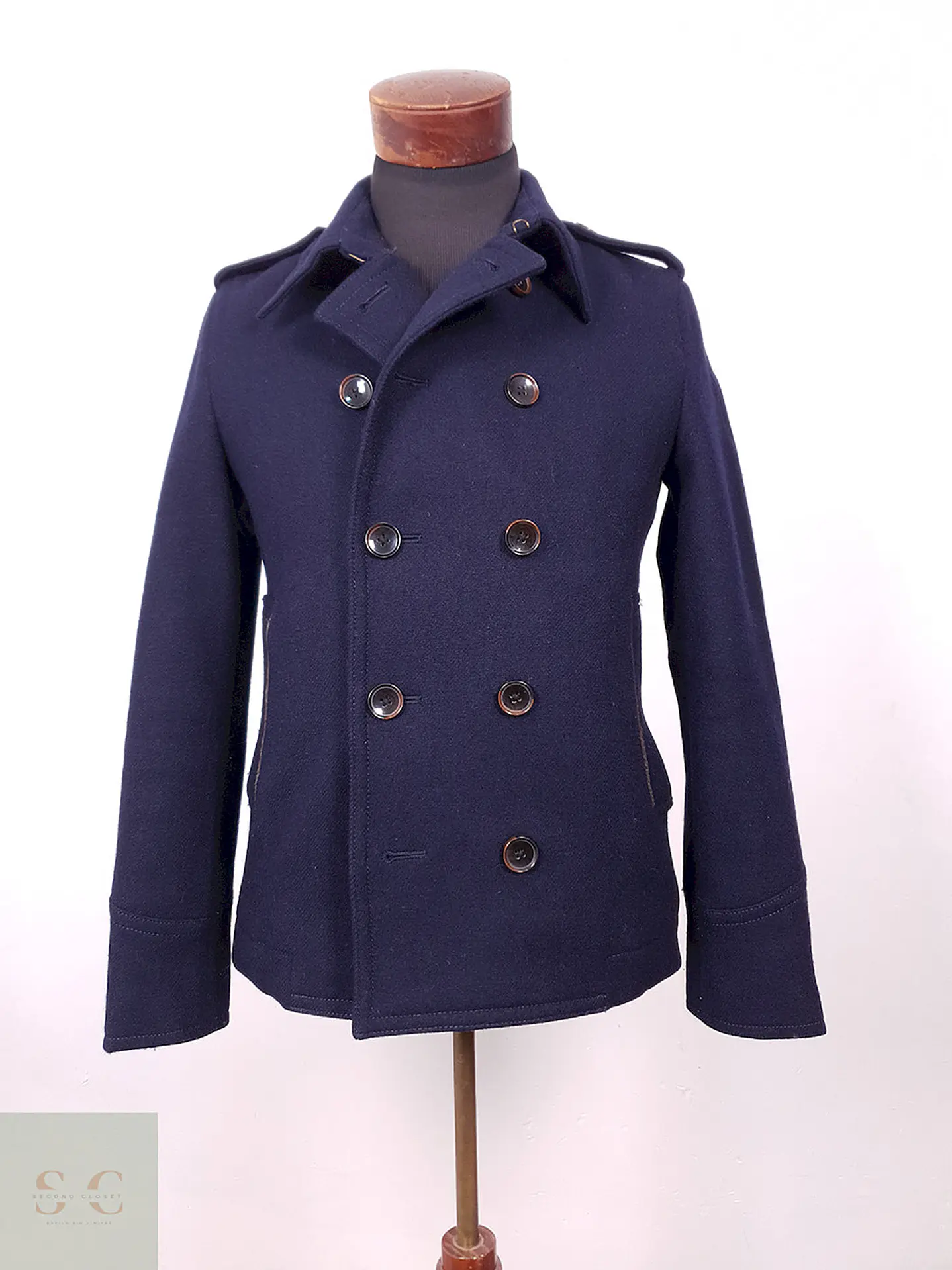 Abrigo Japonés Marinero Abahouse 90% Lana Premium Azul Marino TALLA XS 1