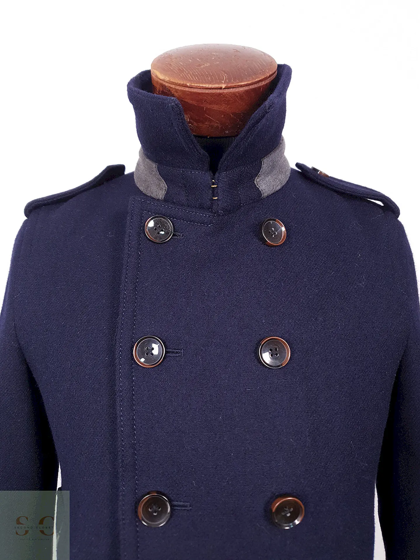 Abrigo Japonés Marinero Abahouse 90% Lana Premium Azul Marino TALLA XS 9