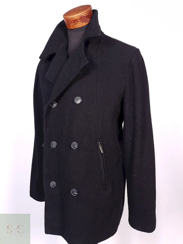 Abrigo Marinero Calvin Klein Negro 100% Lana Talla SM 2