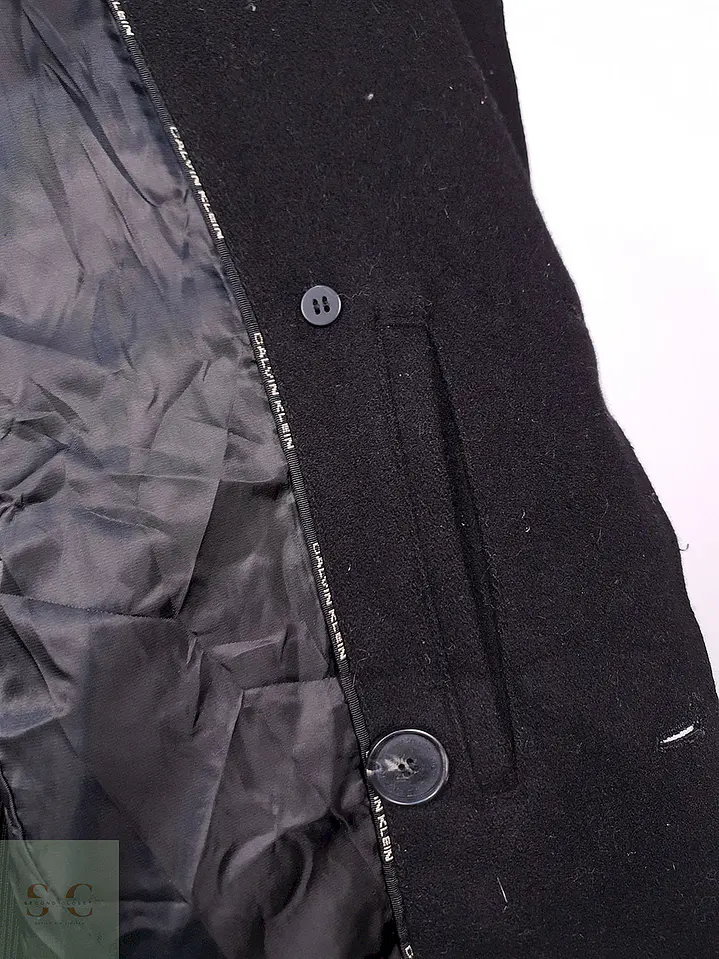 Abrigo Marinero Calvin Klein Negro 100% Lana Talla SM 11