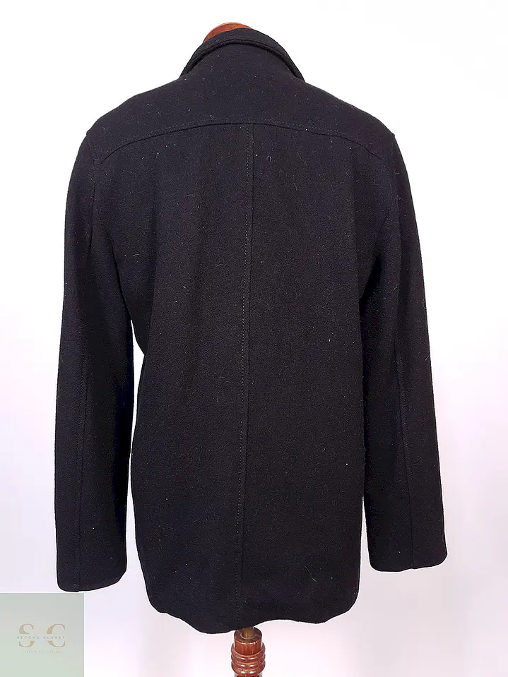 Abrigo Marinero Calvin Klein Negro 100% Lana Talla SM 12
