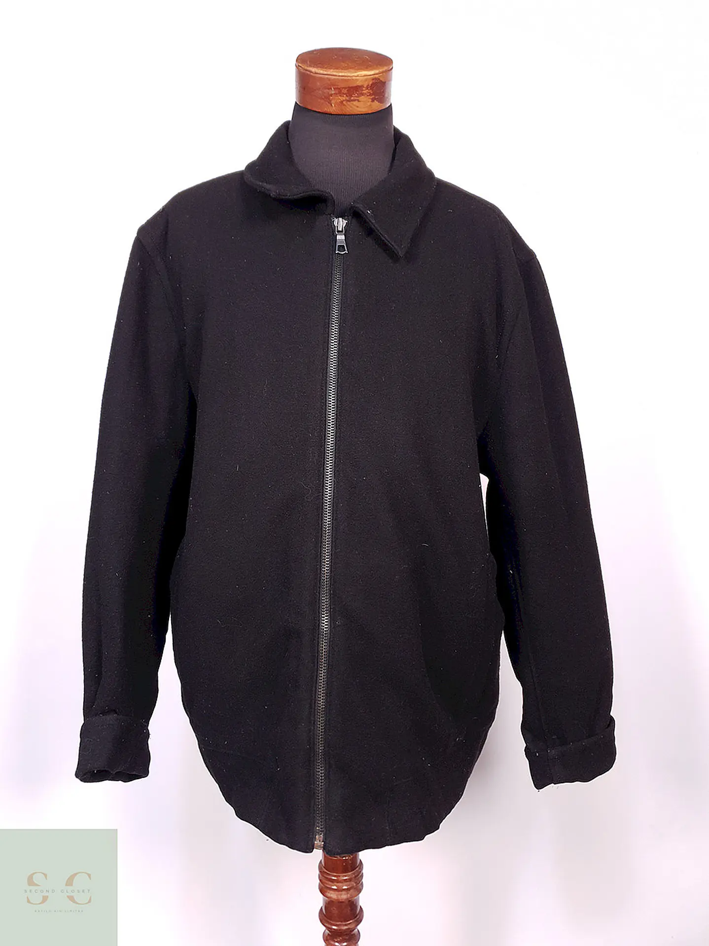 Abrigo Chaquetón Negro 80% Lana Talla XXL 1