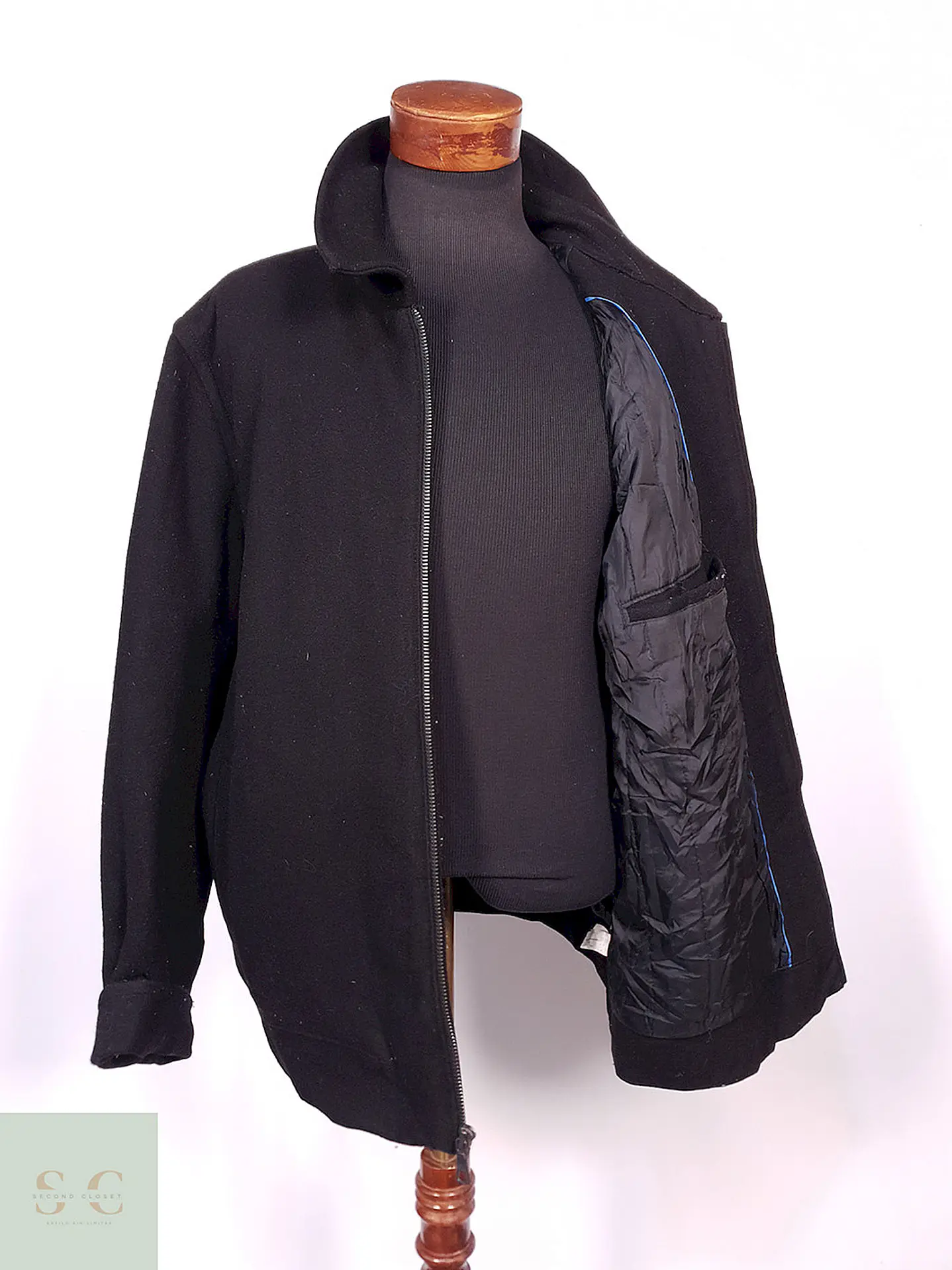 Abrigo Chaquetón Negro 80% Lana Talla XXL 10