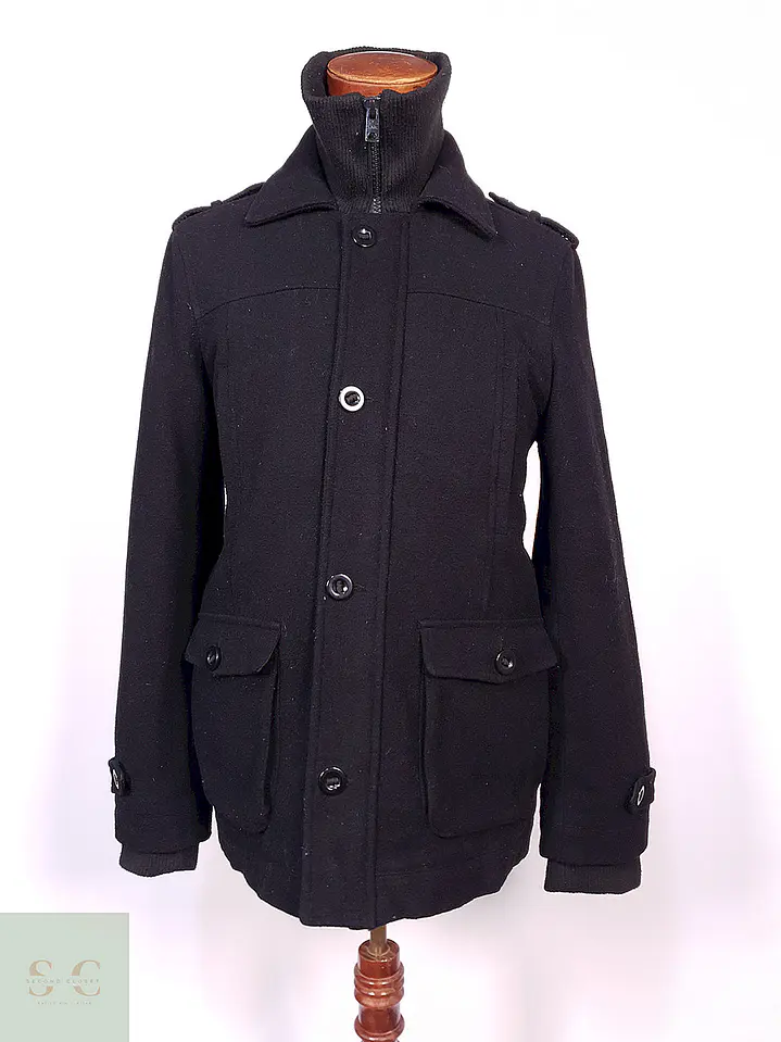 Abrigo Chaquetón Clockhouse Negro 60% Lana Talla M 1