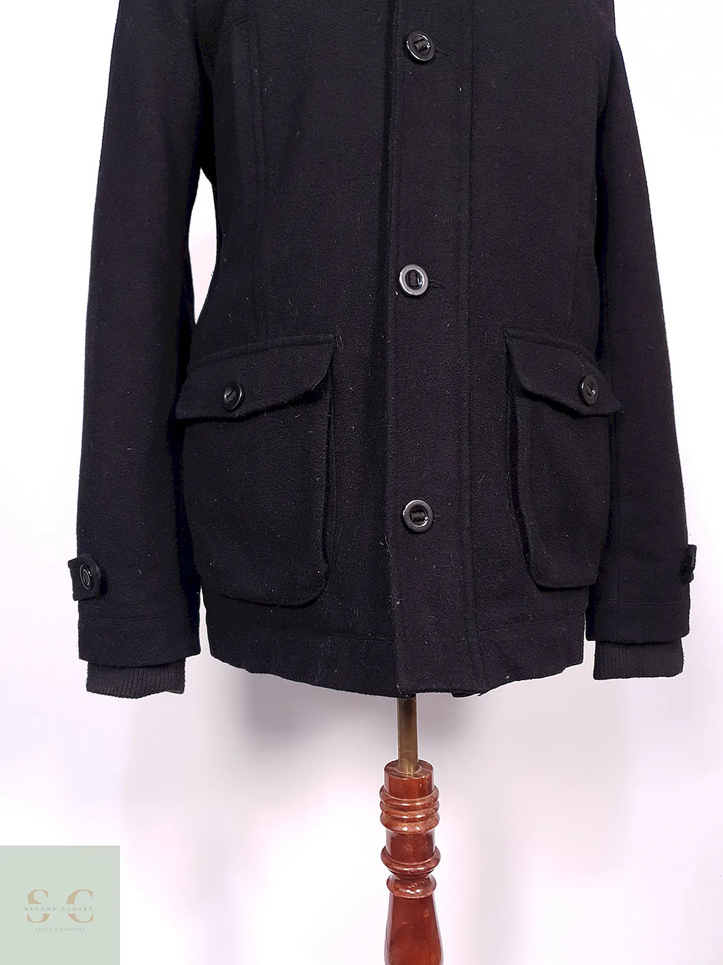Abrigo Chaquetón Clockhouse Negro 60% Lana Talla M 2