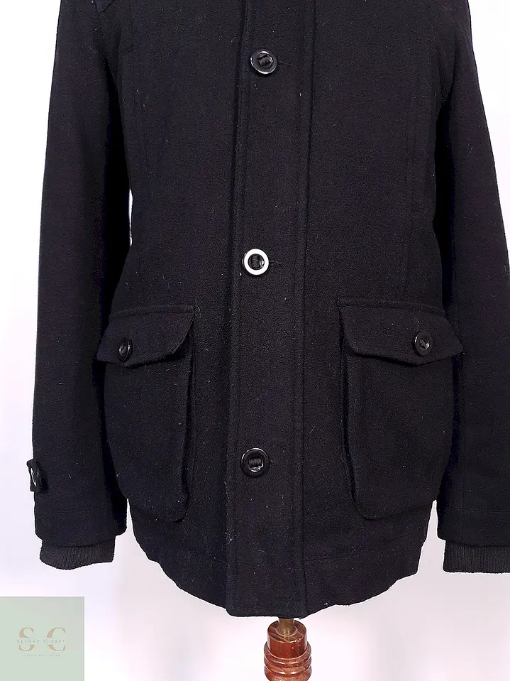 Abrigo Chaquetón Clockhouse Negro 60% Lana Talla M 3