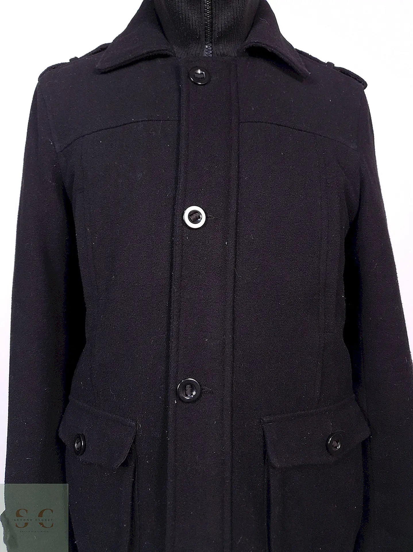 Abrigo Chaquetón Clockhouse Negro 60% Lana Talla M 4