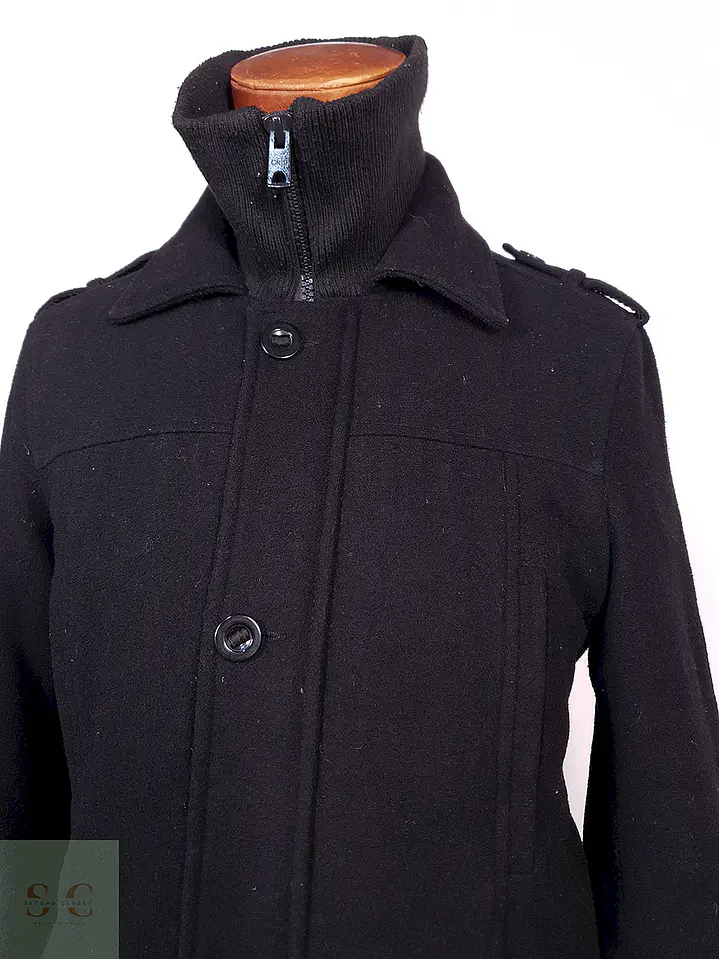 Abrigo Chaquetón Clockhouse Negro 60% Lana Talla M 5