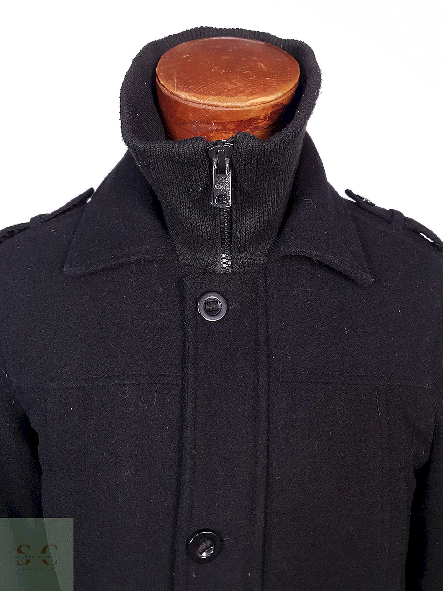 Abrigo Chaquetón Clockhouse Negro 60% Lana Talla M 6