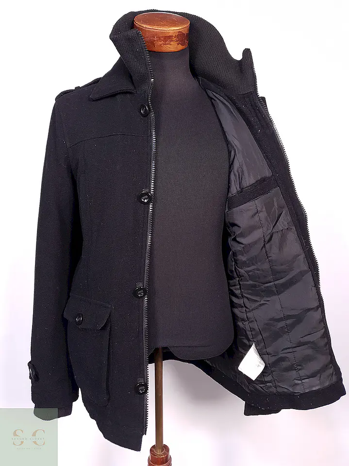 Abrigo Chaquetón Clockhouse Negro 60% Lana Talla M 8