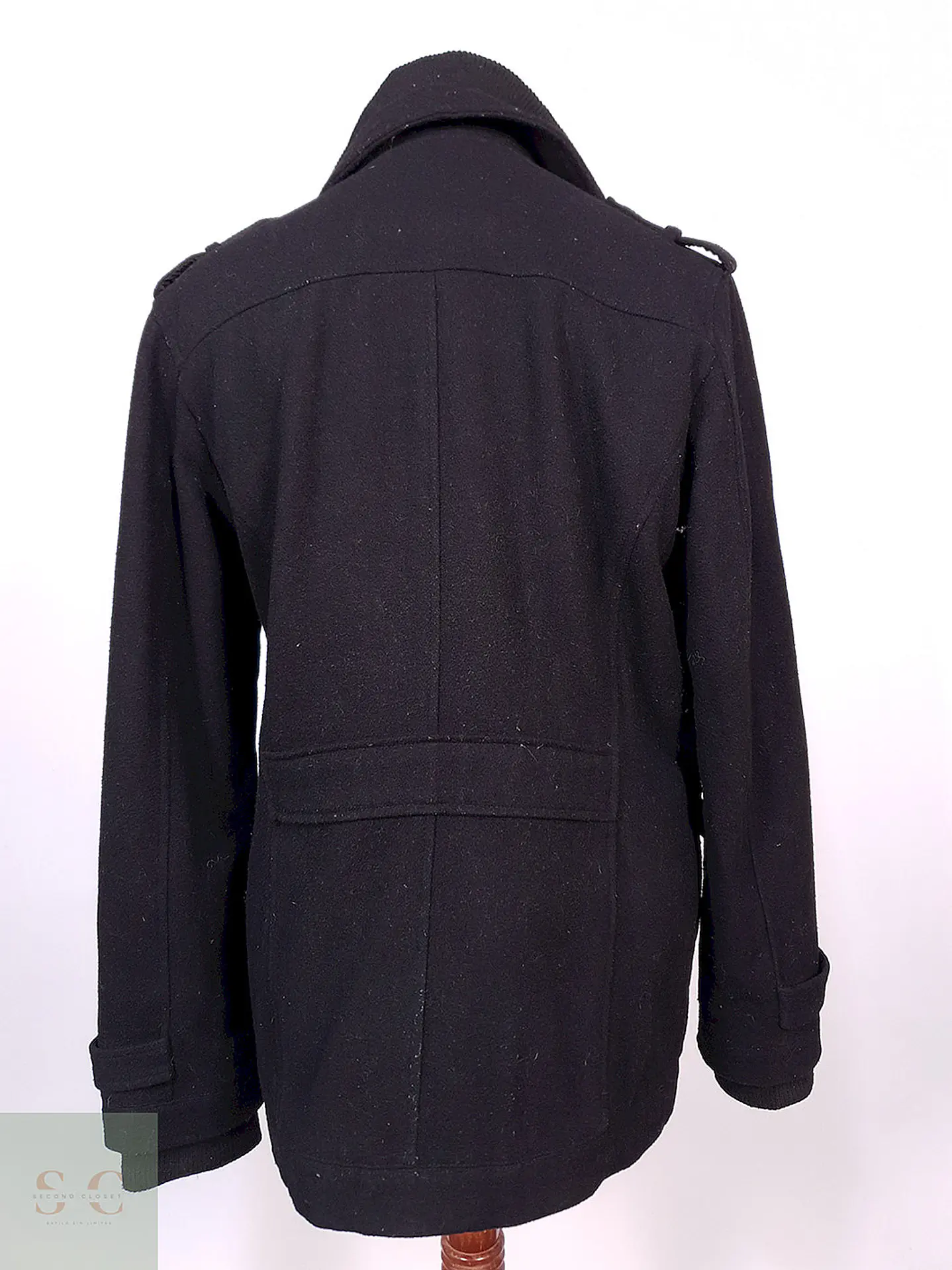 Abrigo Chaquetón Clockhouse Negro 60% Lana Talla M 9