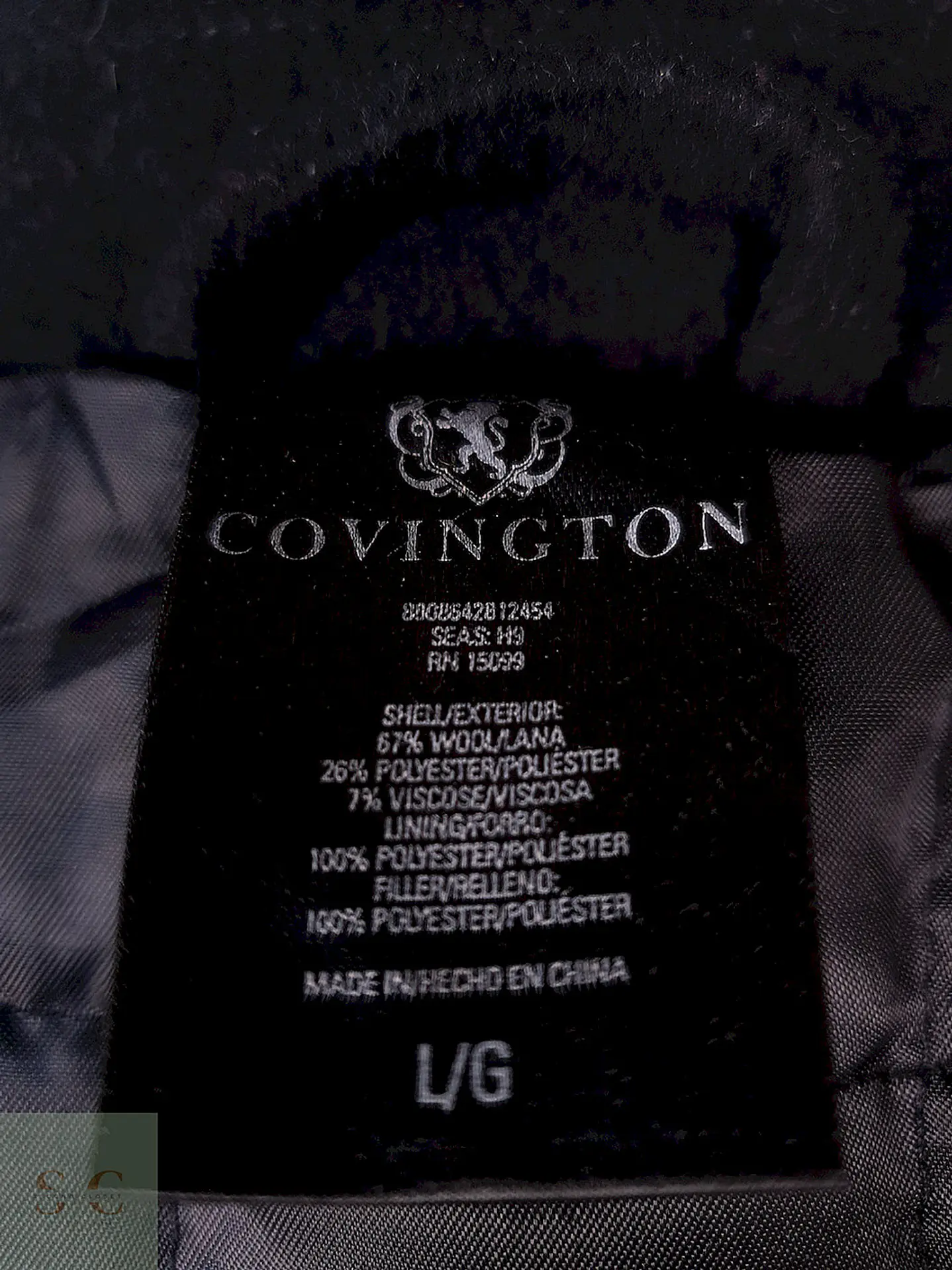 Abrigo Chaquetón Covington Negro 70% Lana Talla XL 11