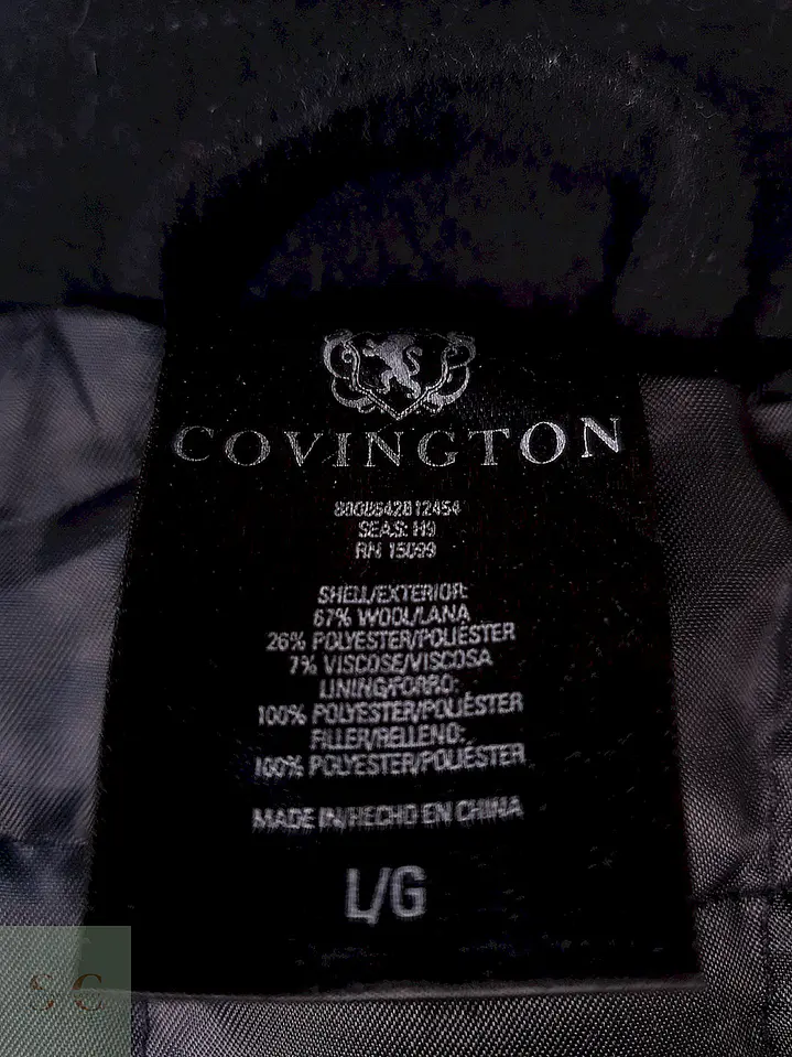 Abrigo Chaquetón Covington Negro 70% Lana Talla XL 11