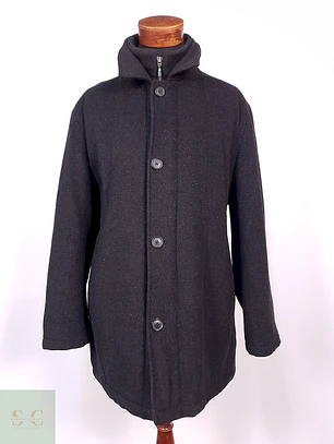 Abrigo Chaquetón Italiano Plomo Lana Cashmere Talla XL