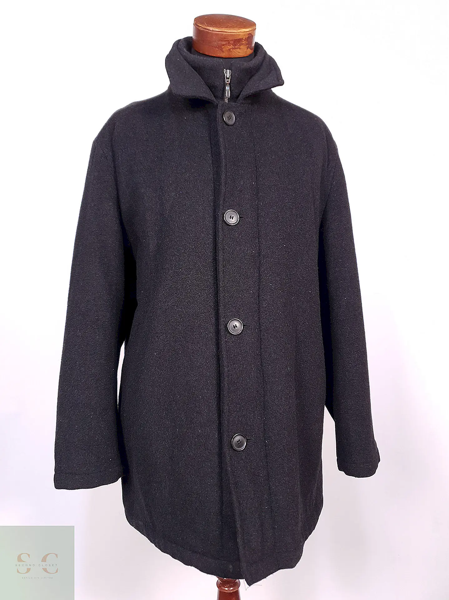 Abrigo Chaquetón Italiano Plomo Lana Cashmere Talla XL 2