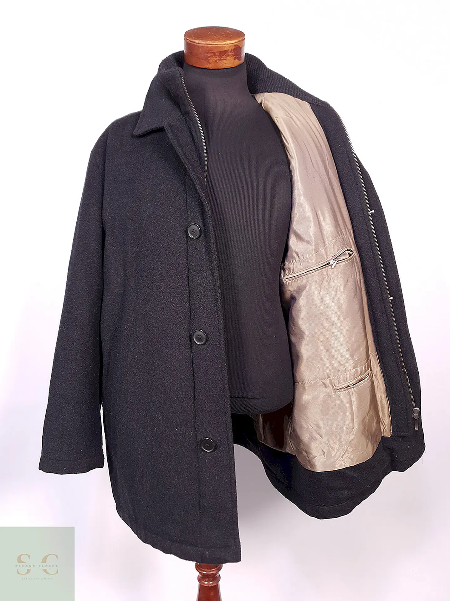 Abrigo Chaquetón Italiano Plomo Lana Cashmere Talla XL 11