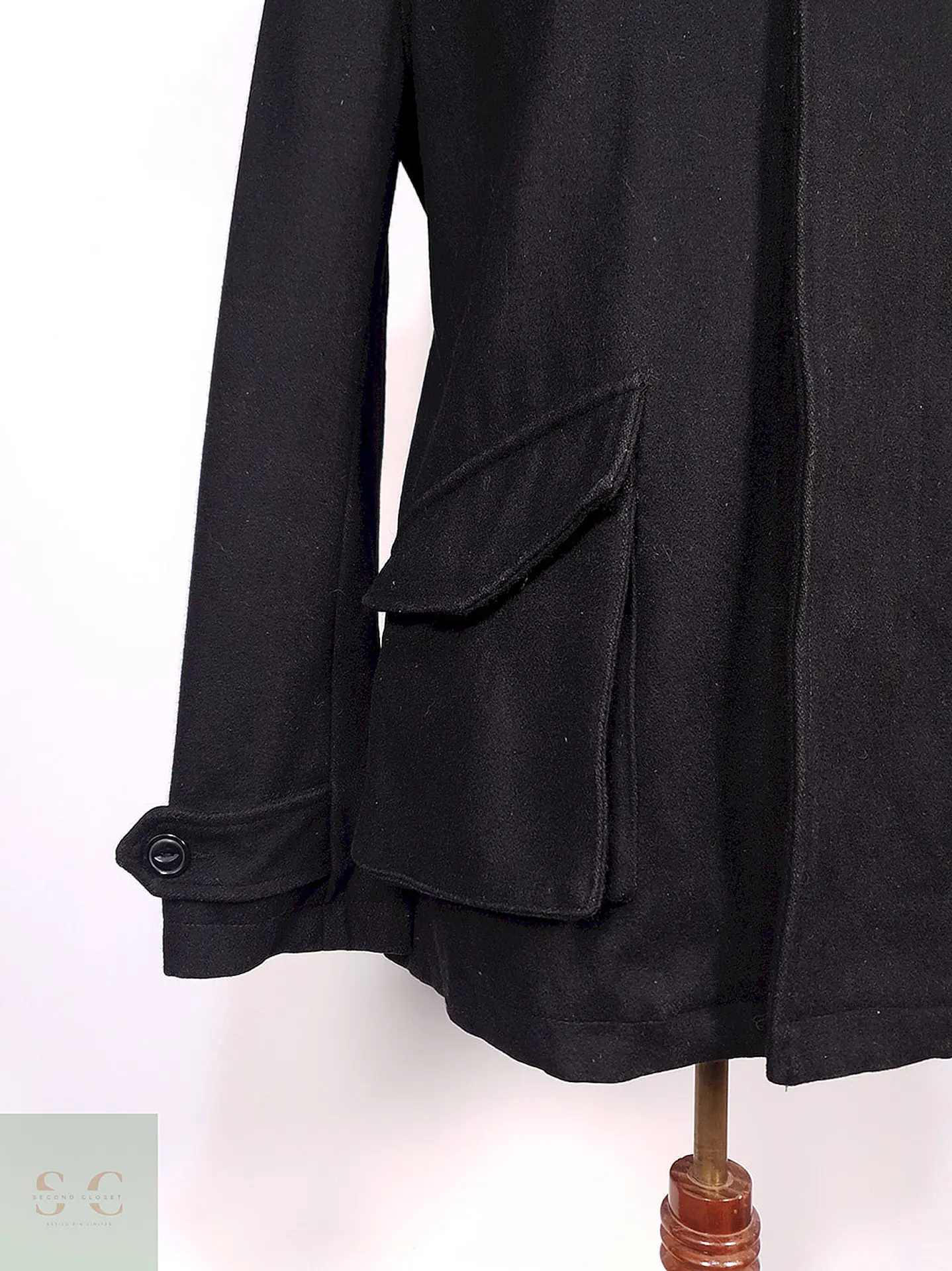 Abrigo Chaqueta Negra con Gorro 50% Lana Talla S 3