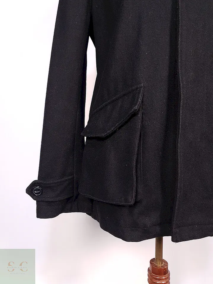 Abrigo Chaqueta Negra con Gorro 50% Lana Talla S 3