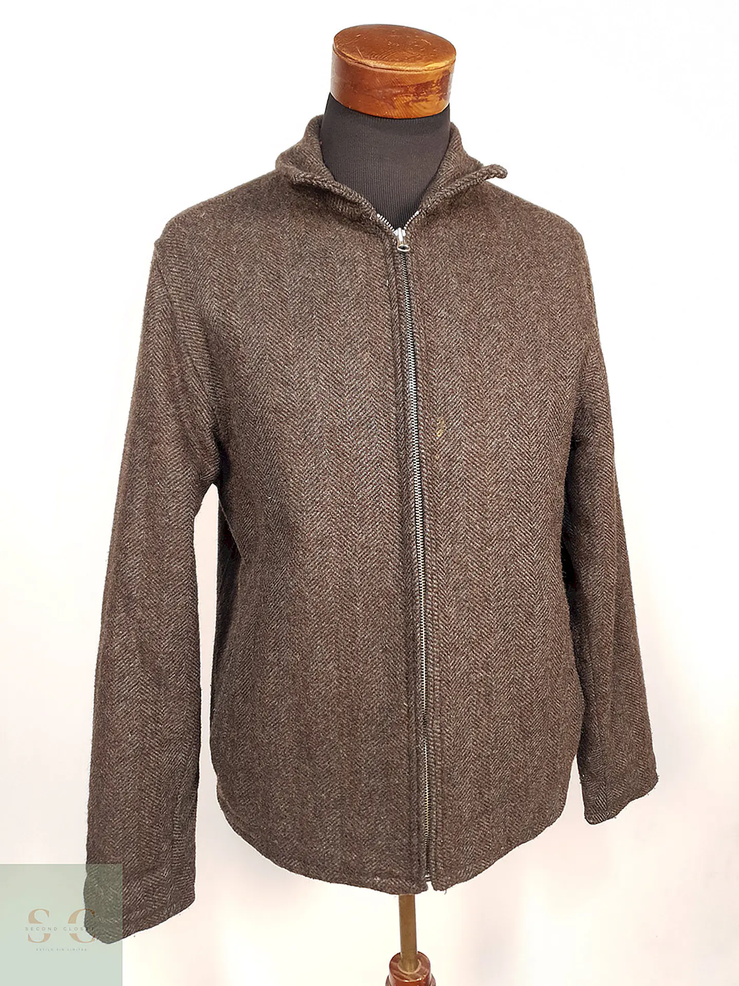 Abrigo Gap Chaqueta Café Tweed 70% Lana Talla M 2