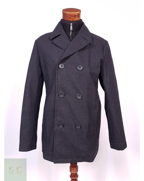 Abrigo Marinero Kenneth Cole Plomo Lana - Talla M