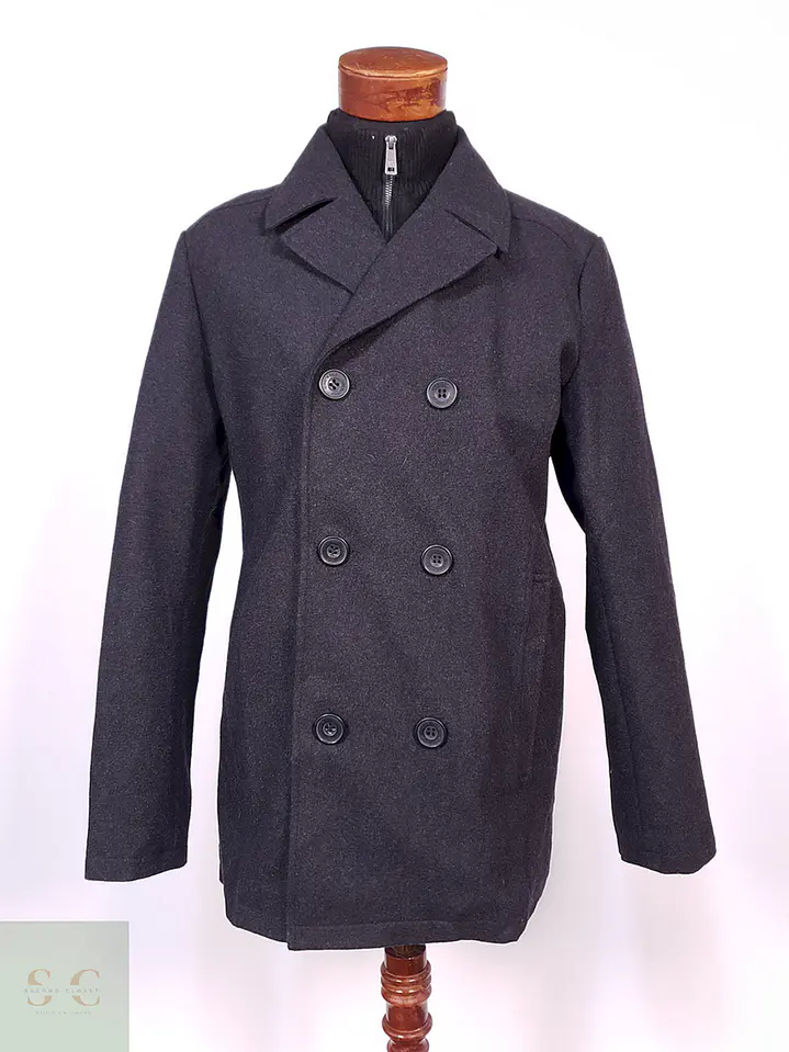 Abrigo Marinero Kenneth Cole Plomo 45% Lana Talla M 1