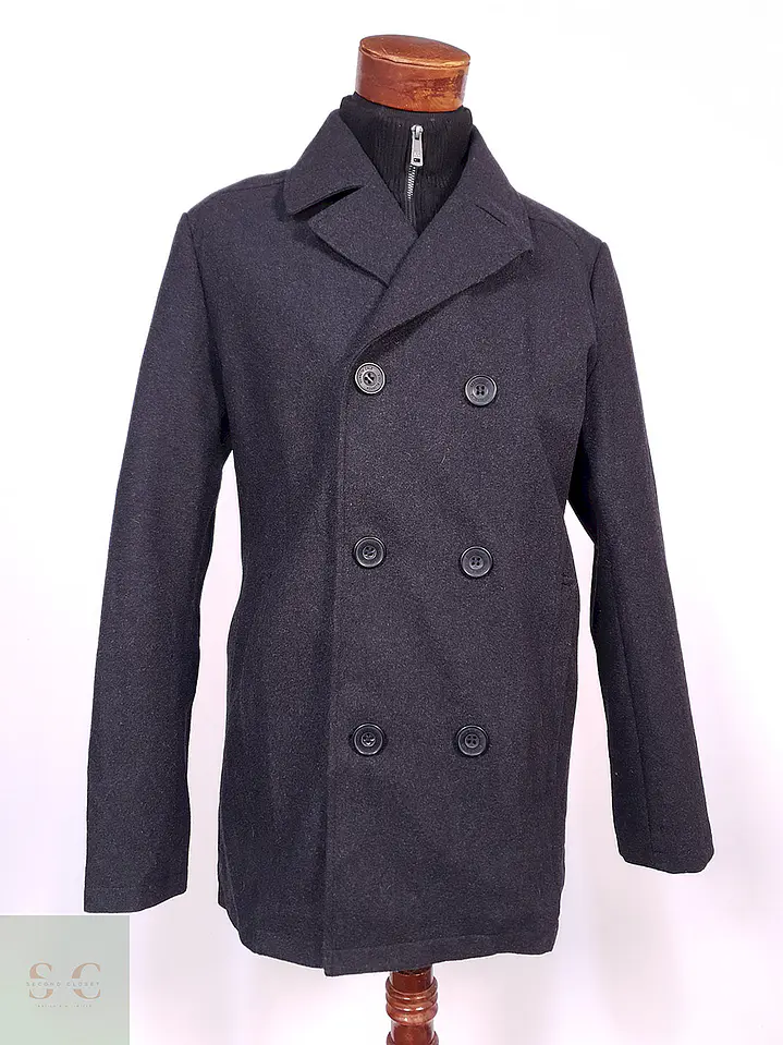 Abrigo Marinero Kenneth Cole Plomo 45% Lana Talla M 2