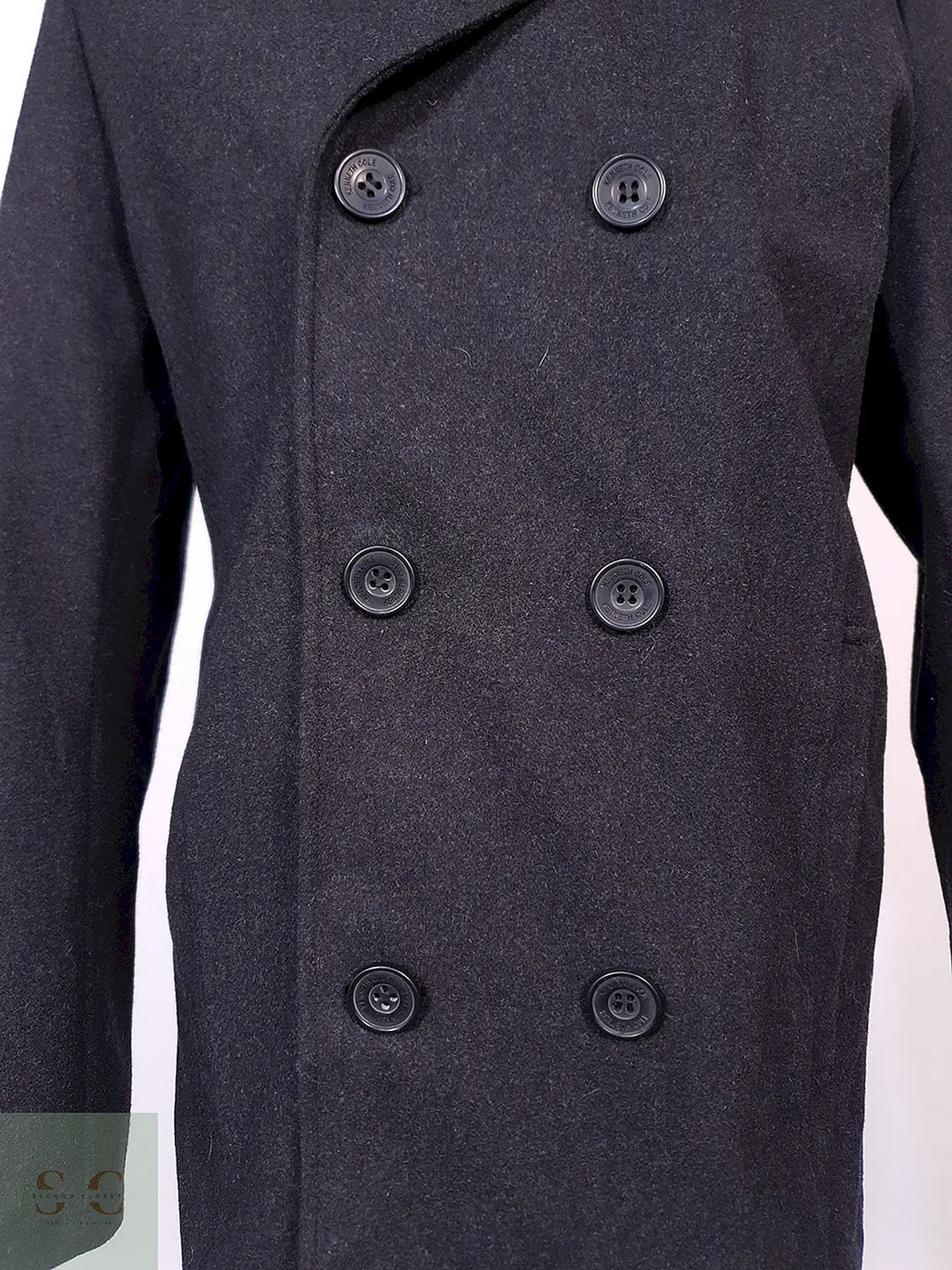 Abrigo Marinero Kenneth Cole Plomo 45% Lana Talla M 4