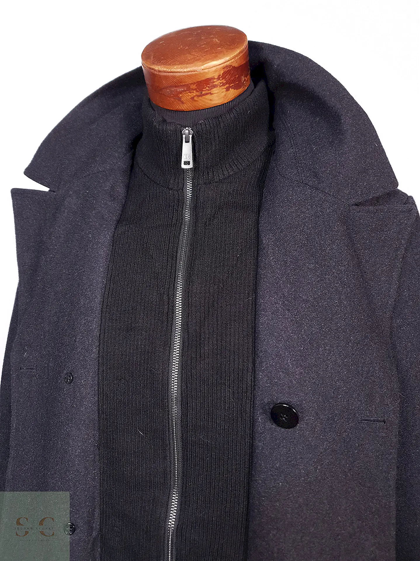 Abrigo Marinero Kenneth Cole Plomo 45% Lana Talla M 7