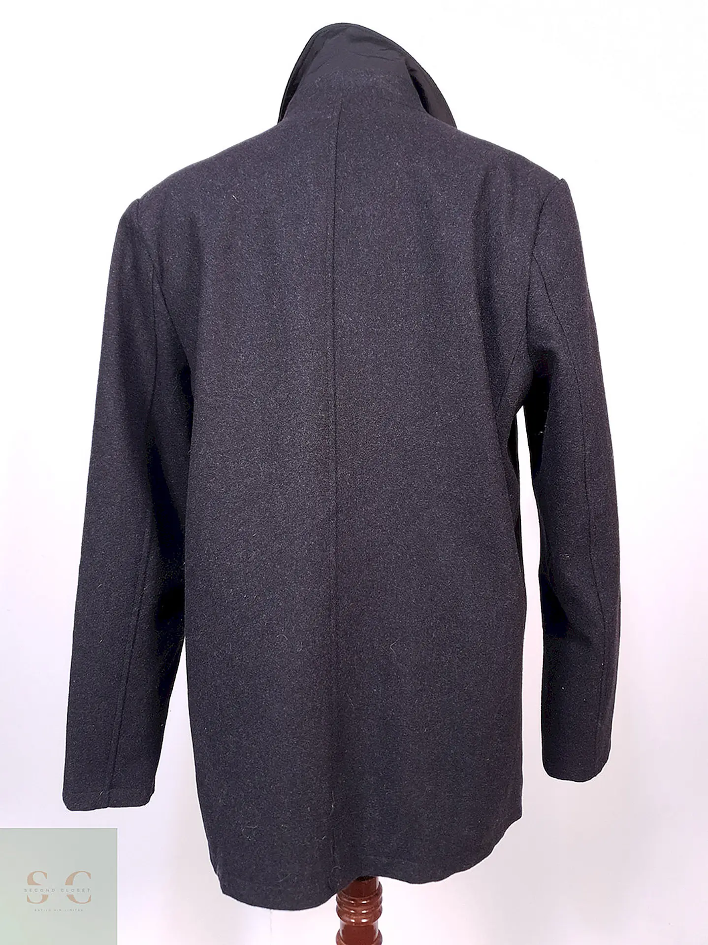 Abrigo Marinero Kenneth Cole Plomo 45% Lana Talla M 11