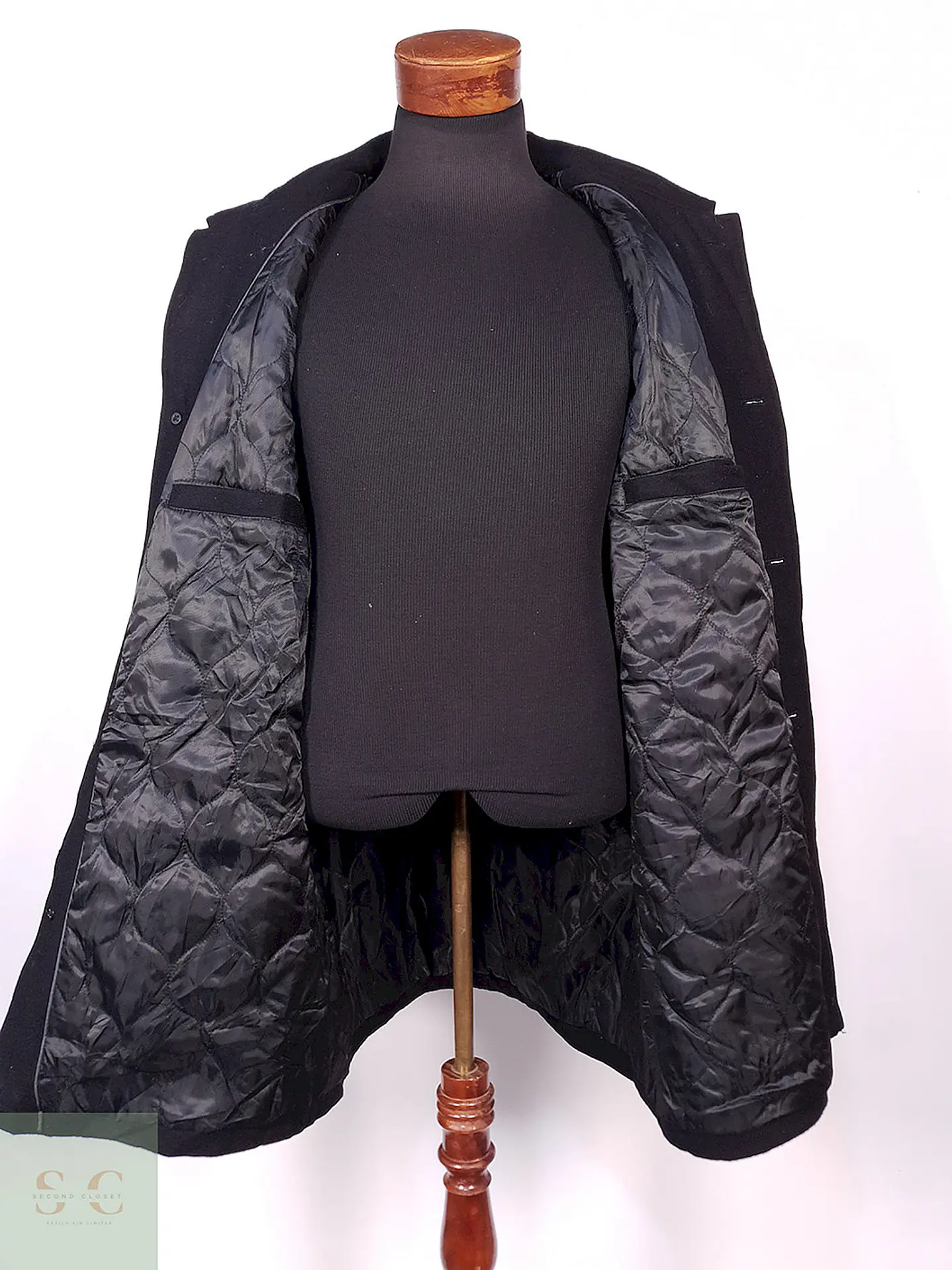 Abrigo Black Rivet Negro 60% Lana Talla XL 11