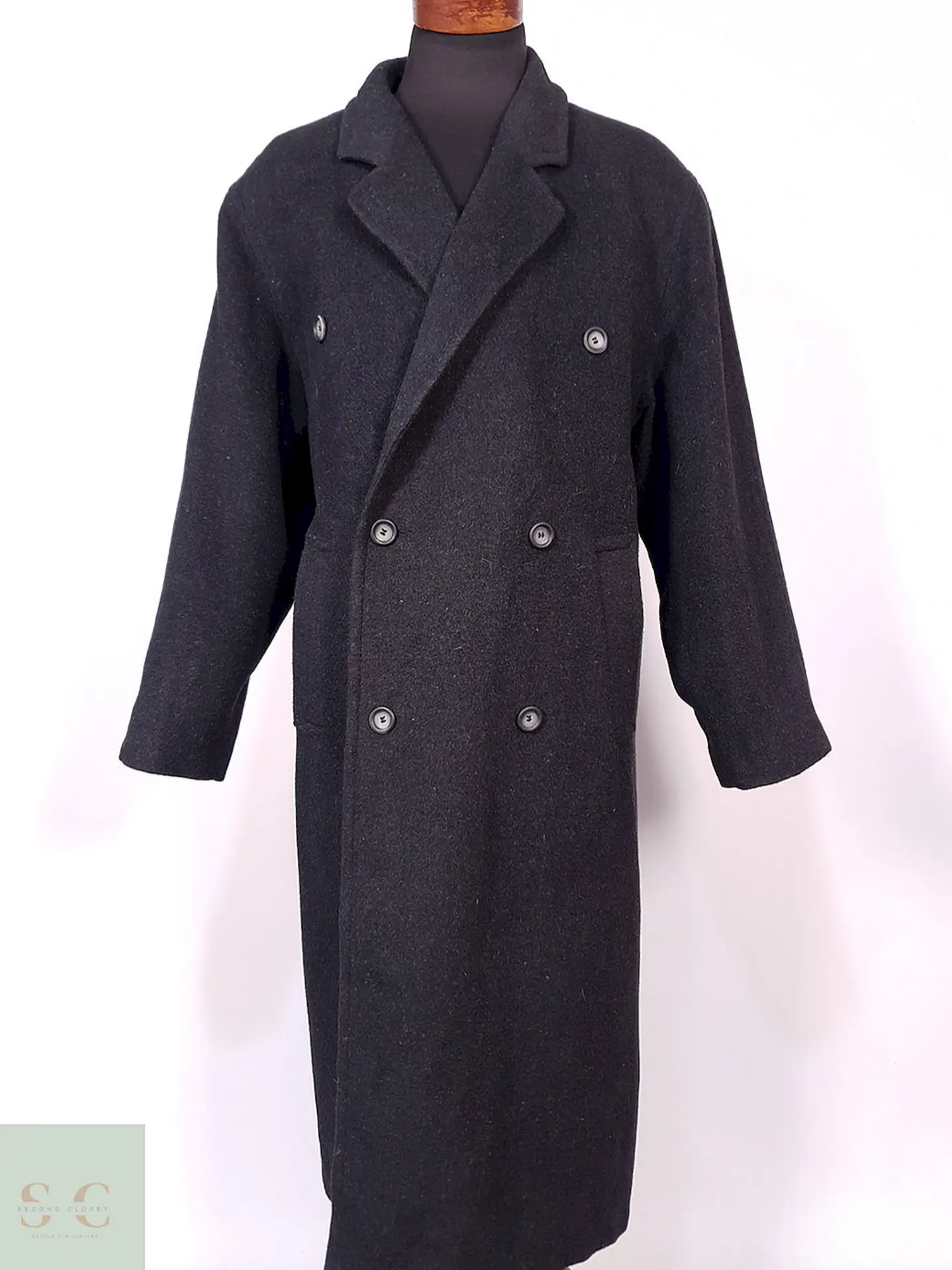 Abrigo Vintage Cruzado Plomo Lana Talla XL 1