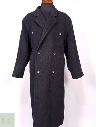 Abrigo Vintage Cruzado Plomo Lana Talla XL