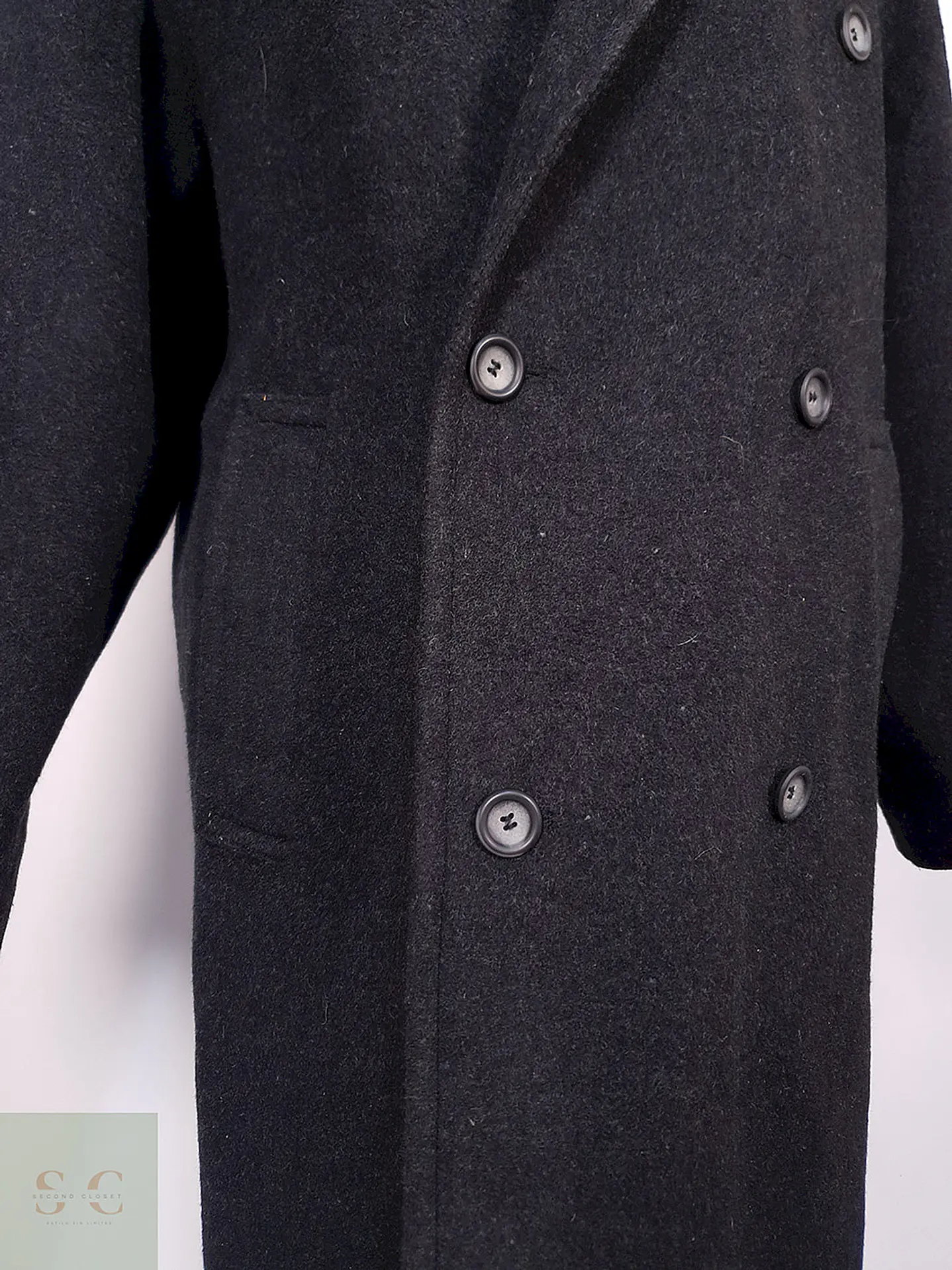 Abrigo Vintage Cruzado Plomo Lana Talla XL 3