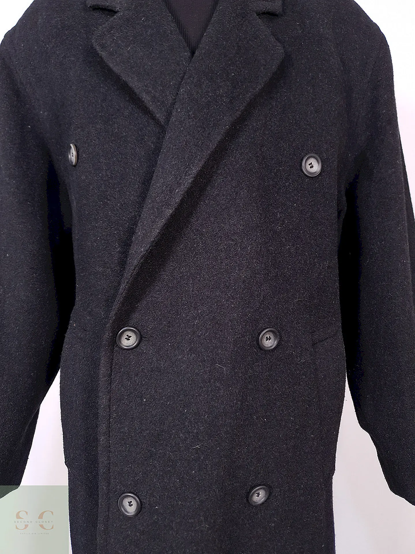 Abrigo Vintage Cruzado Plomo Lana Talla XL 4