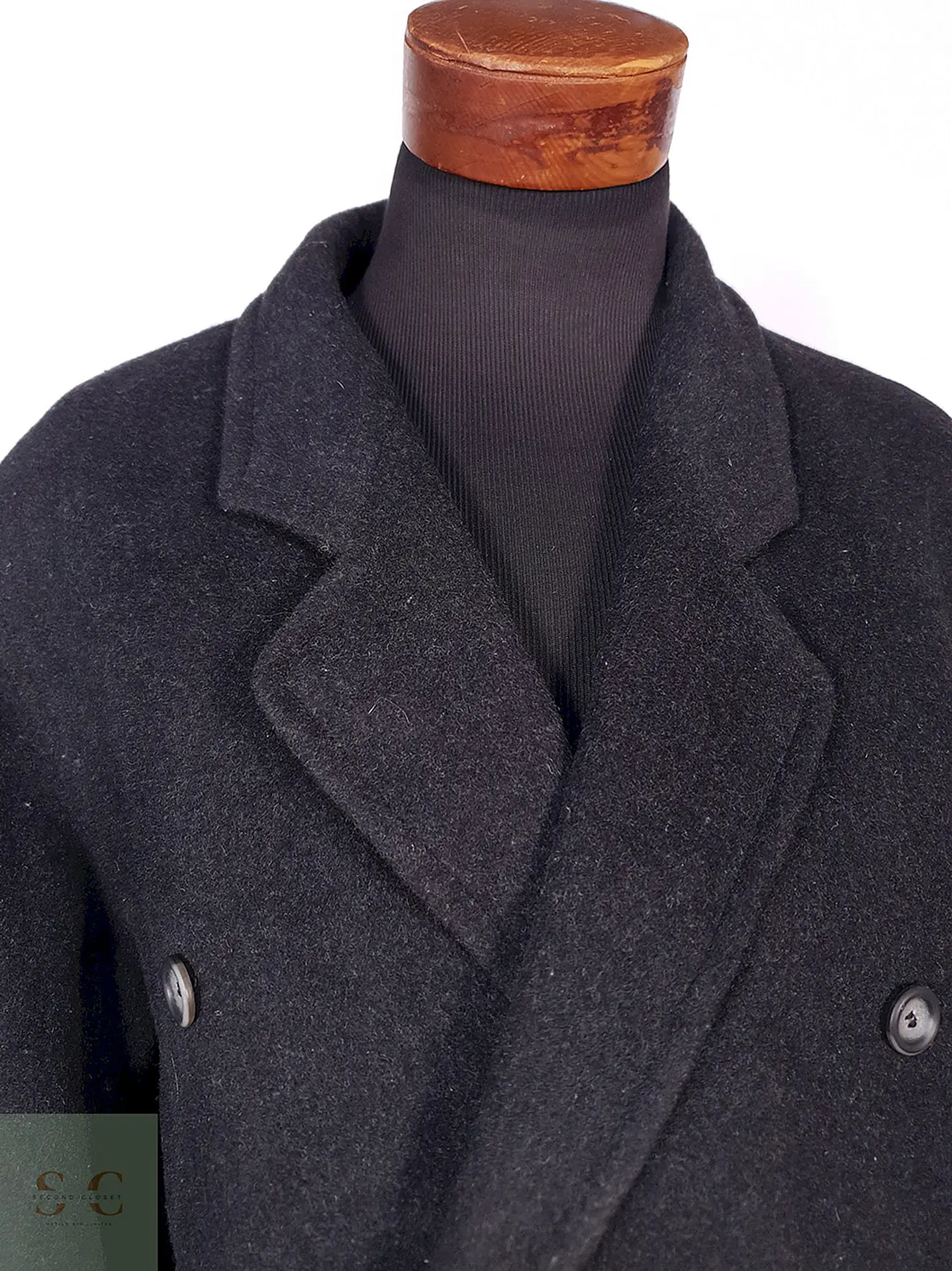 Abrigo Vintage Cruzado Plomo Lana Talla XL 6