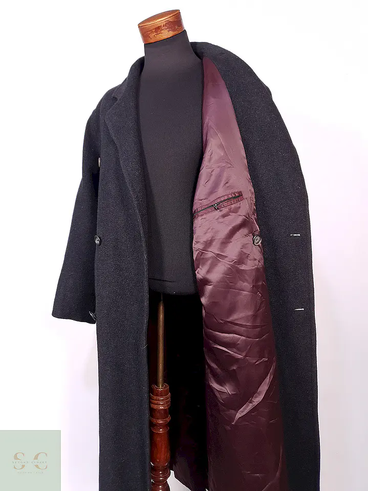 Abrigo Vintage Cruzado Plomo Lana Talla XL 10
