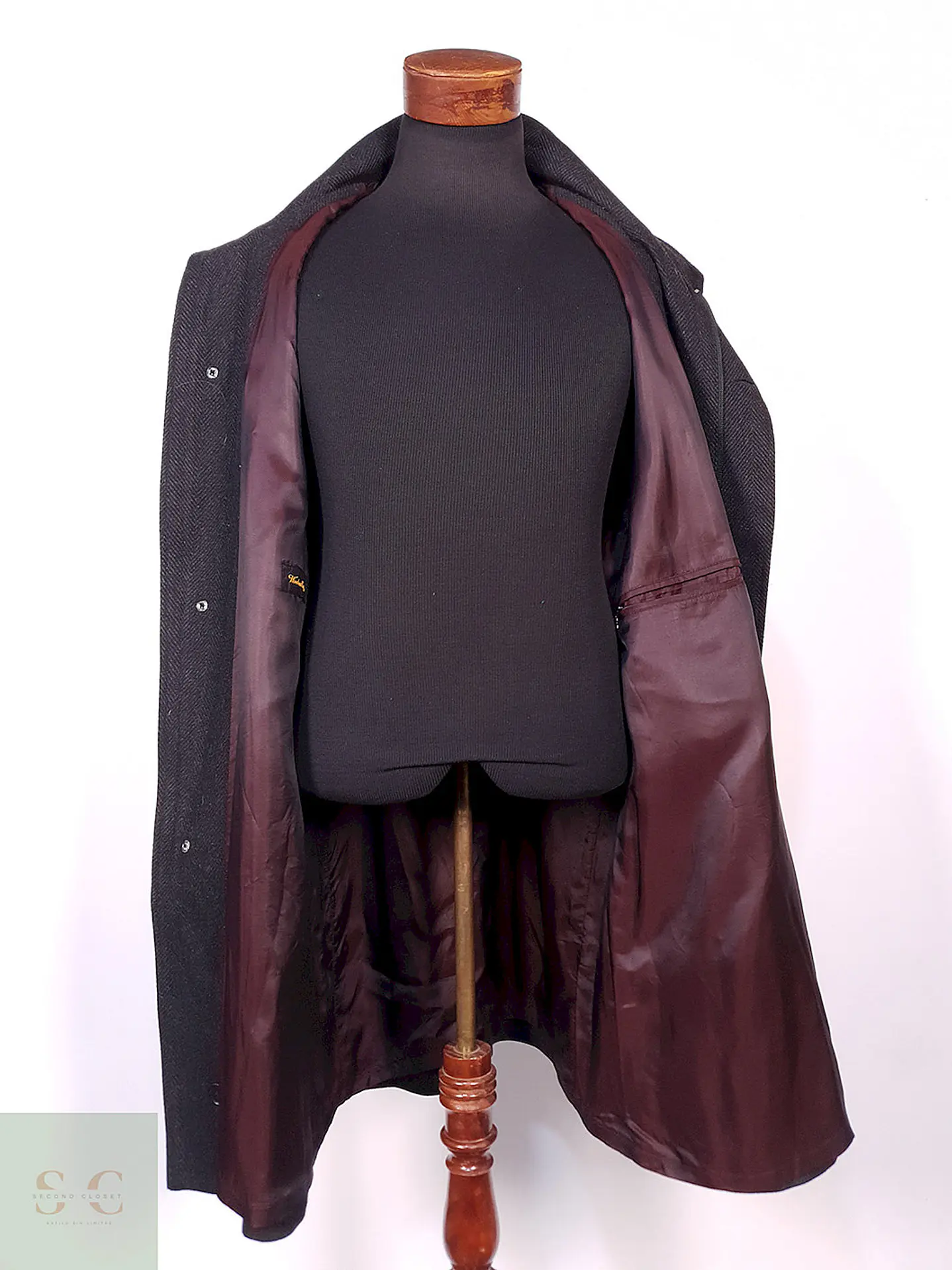 Abrigo Bugatti Plomo Lana Virgen Cashmere Talla XXL 12
