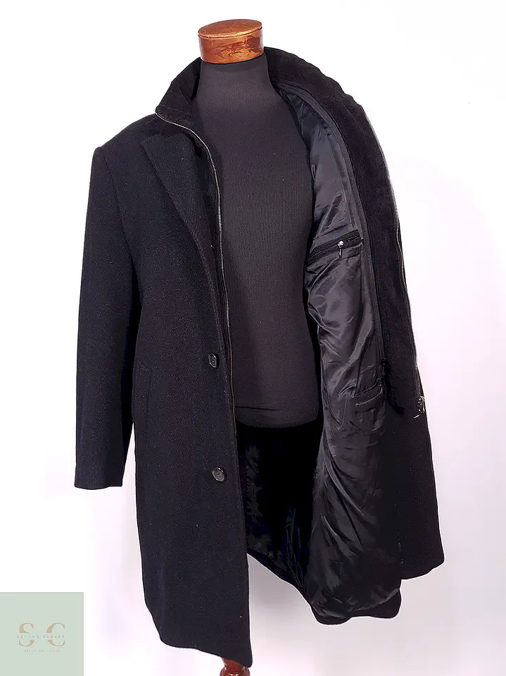 Abrigo Robert Red Negro 100% Lana Virgen Talla XL 9
