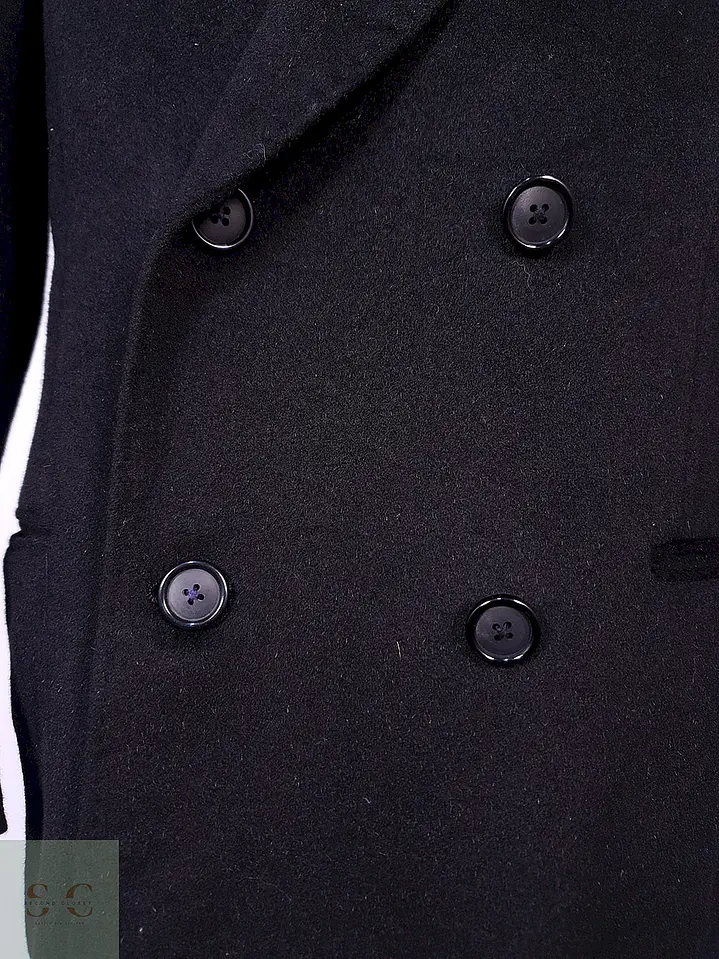 Abrigo Kenneth Cole Cruzado Negro Lana Cashmere Talla ML 4