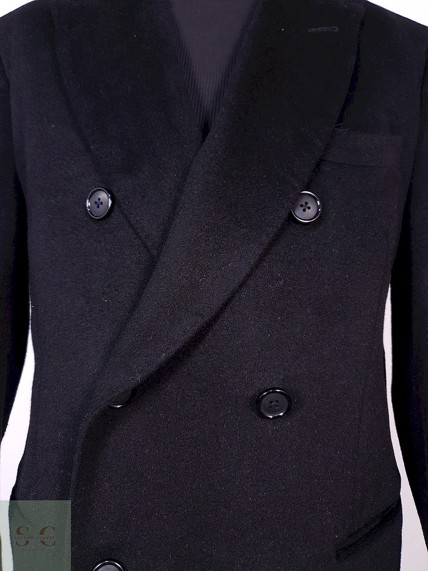 Abrigo Kenneth Cole Cruzado Negro Lana Cashmere Talla ML 5