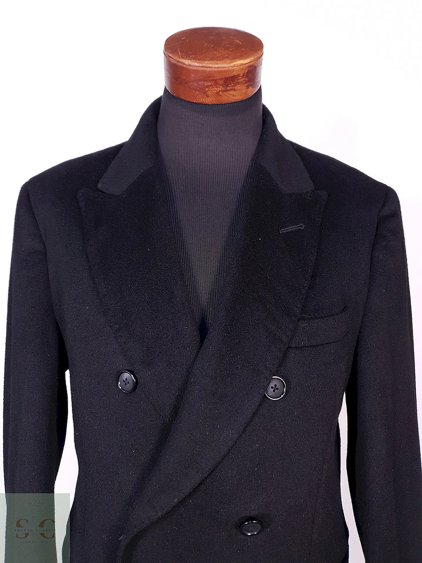 Abrigo Kenneth Cole Cruzado Negro Lana Cashmere Talla ML 6