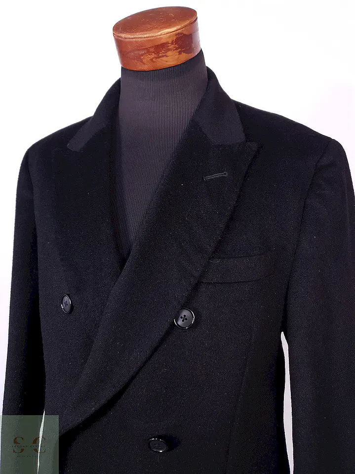 Abrigo Kenneth Cole Cruzado Negro Lana Cashmere Talla ML 7