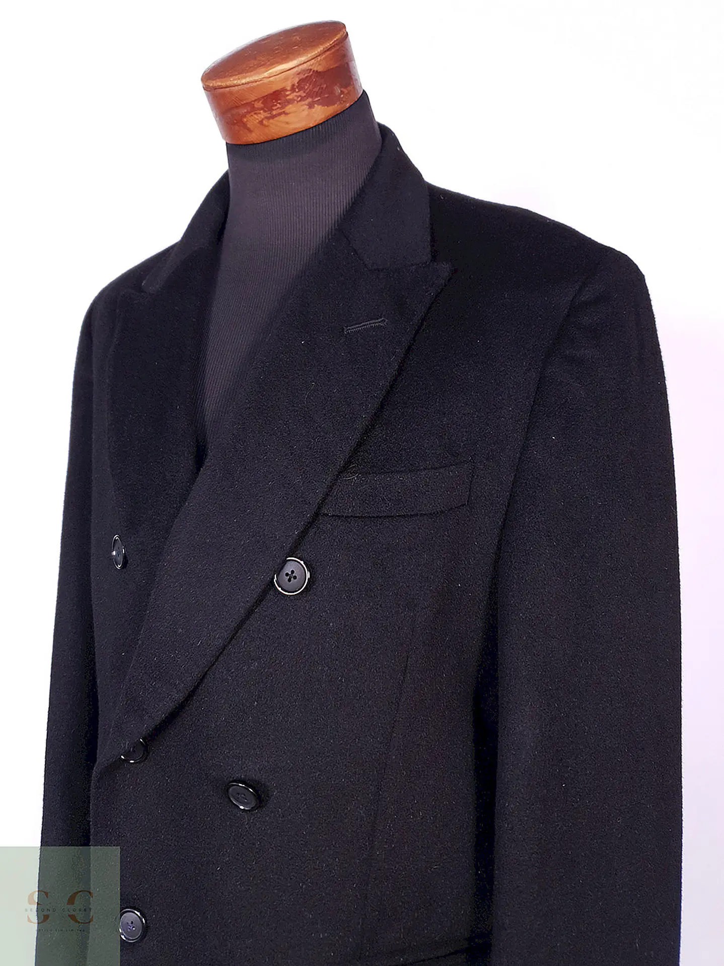 Abrigo Kenneth Cole Cruzado Negro Lana Cashmere Talla ML 8