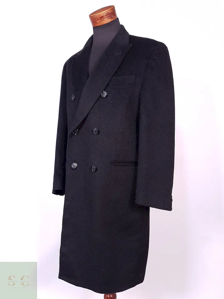 Abrigo Kenneth Cole Cruzado Negro Lana Cashmere Talla ML 9