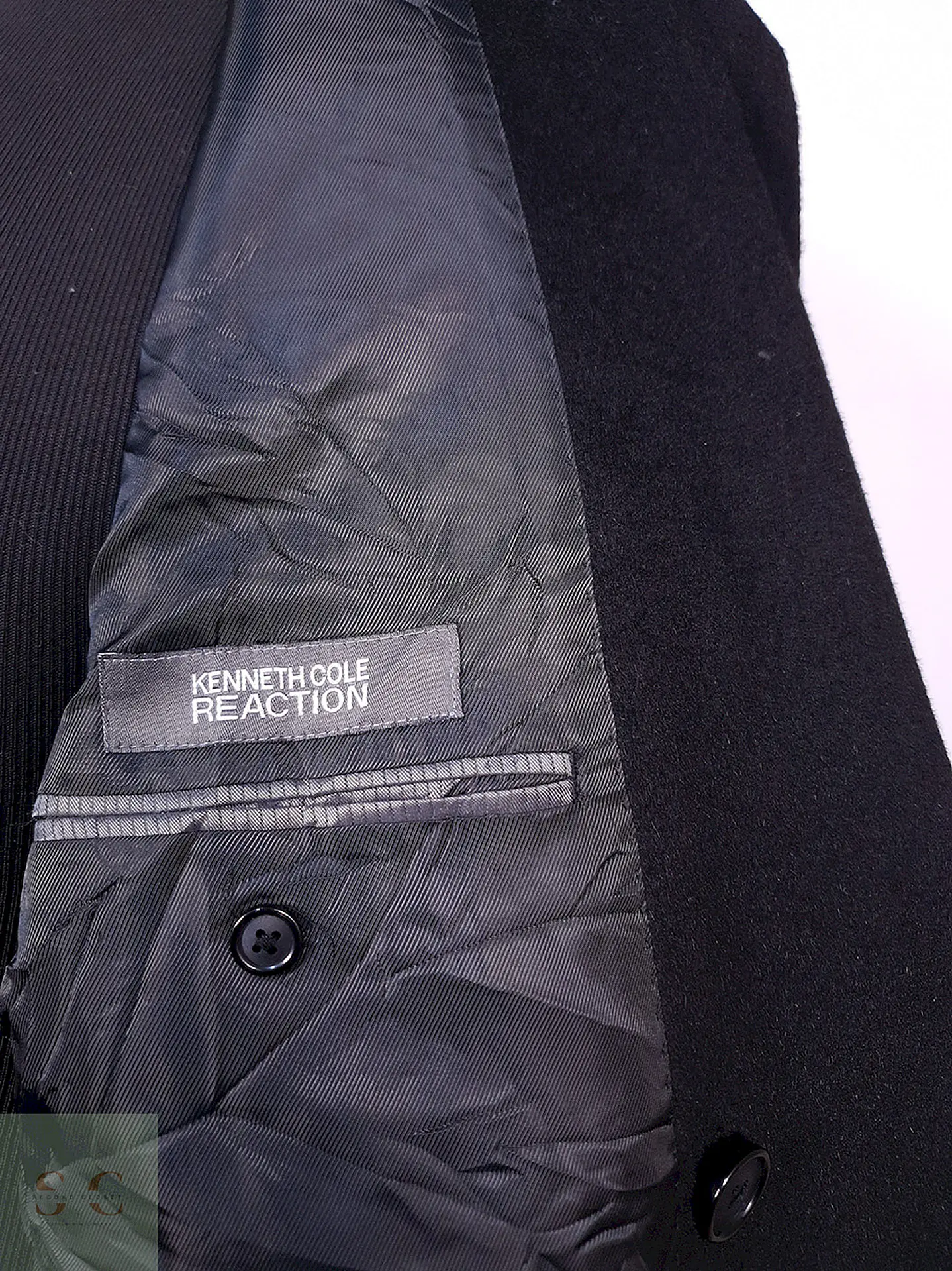 Abrigo Kenneth Cole Cruzado Negro Lana Cashmere Talla ML 12