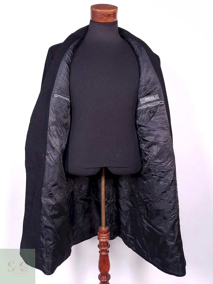 Abrigo Kenneth Cole Cruzado Negro Lana Cashmere Talla ML 14