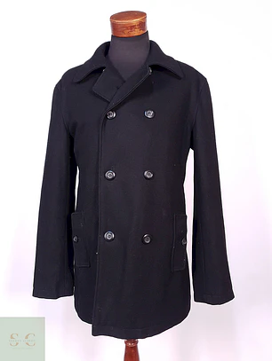 Abrigo Guess Cruzado Negro 60% Lana Talla XL