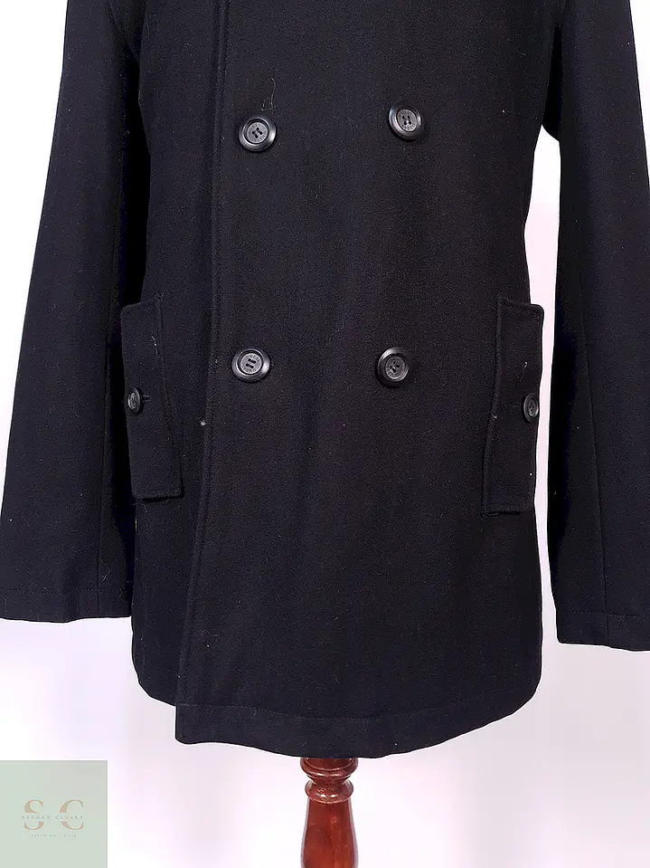 Abrigo Guess Cruzado Negro 60% Lana Talla XL 3