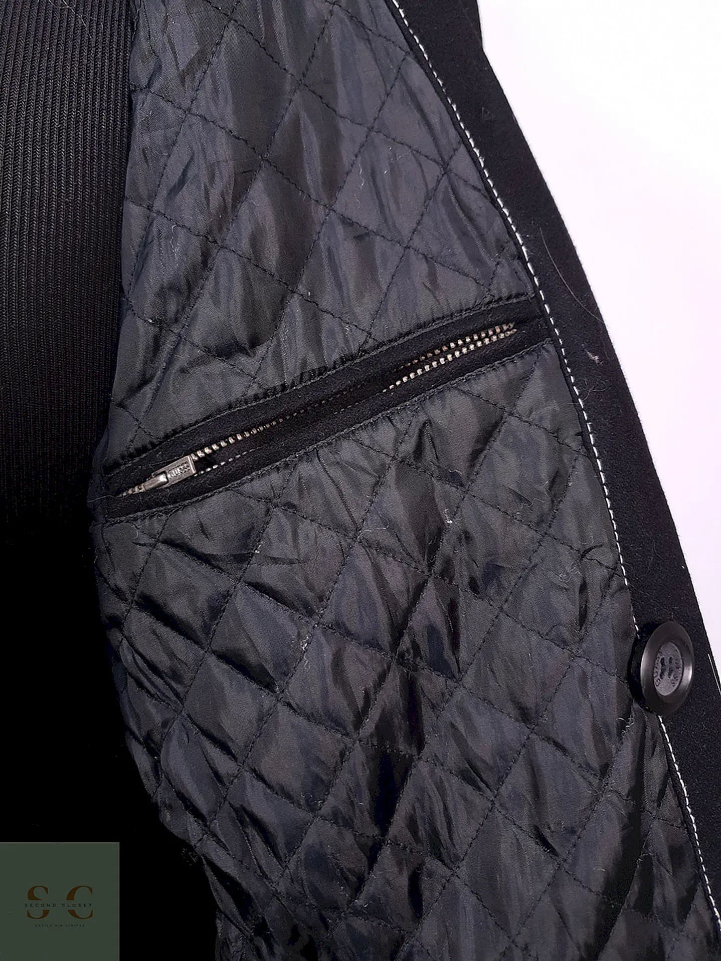 Abrigo Guess Cruzado Negro 60% Lana Talla XL 9