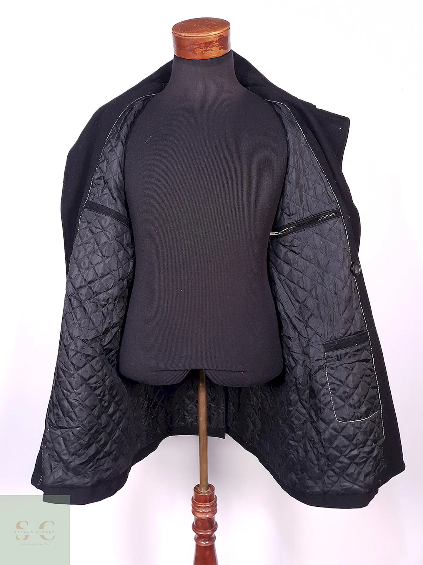 Abrigo Guess Cruzado Negro 60% Lana Talla XL 11